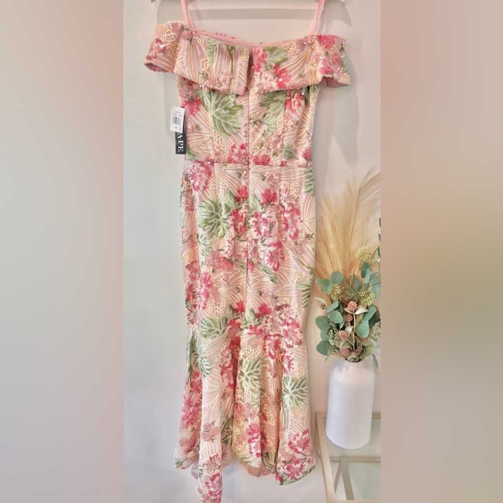 Xscape Blush and Green Floral Maxi Dress - Picture 8 of 13